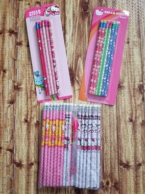 Vintage Hello Kitty Wooden Pencil Lot - New Sealed Packs & Loose Bundle Sanrio